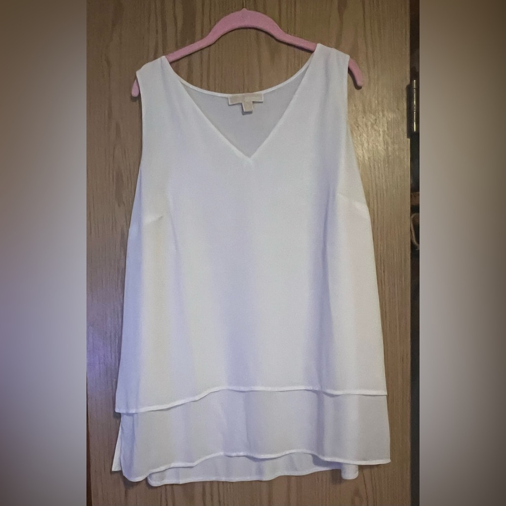 Michael Kors white chiffon sleeveless top NWOT